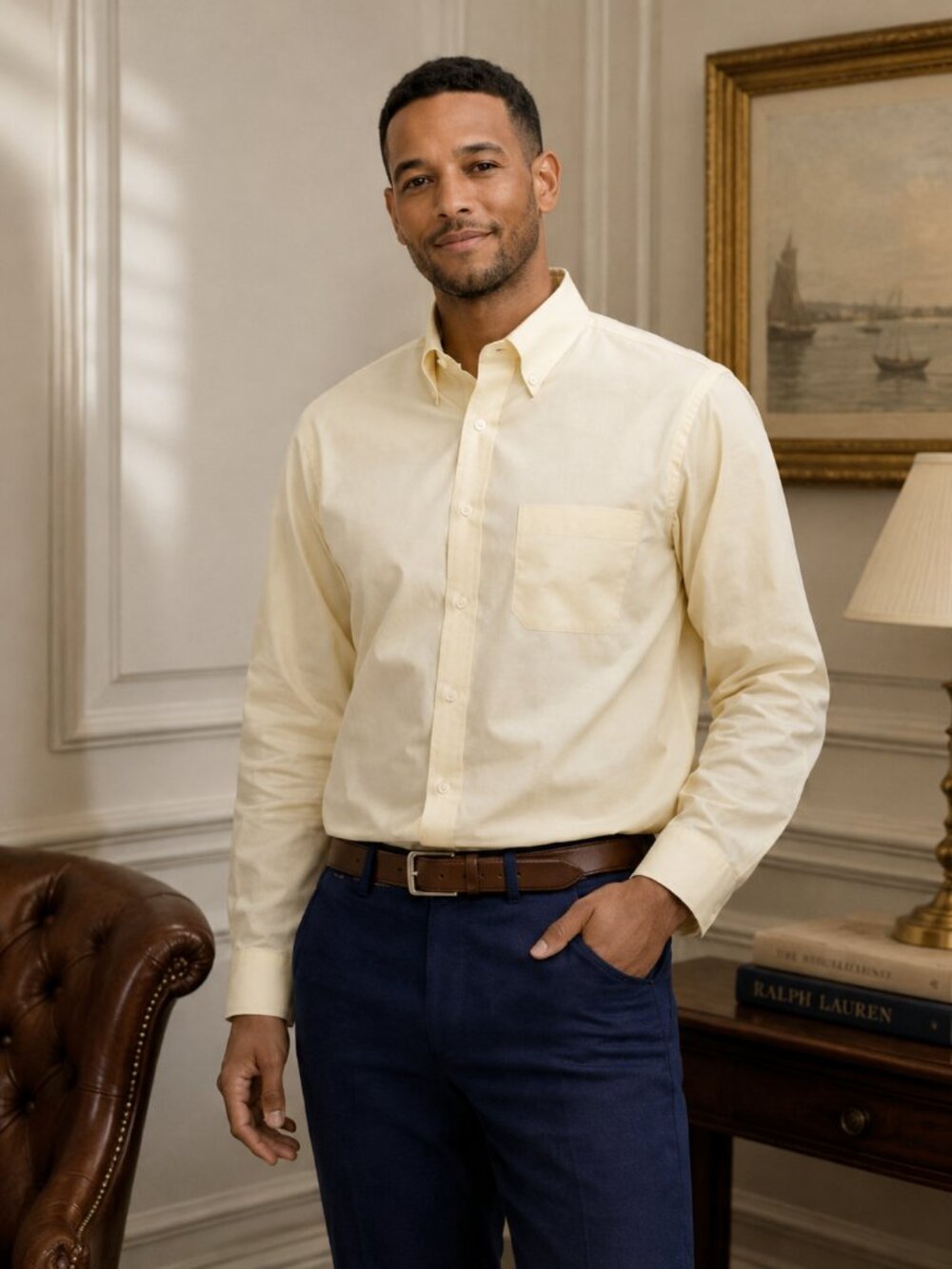 Jos A Bank Yellow Button Down Old Money Prep Shirt 16 1/2 33